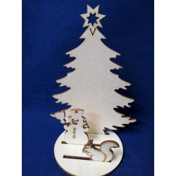 SKLEJKA #3mm Zestaw na podkładce fi 8cm / choinka 15cm, wiewiórka, bałwanek, zestaw Świąteczny, komplet